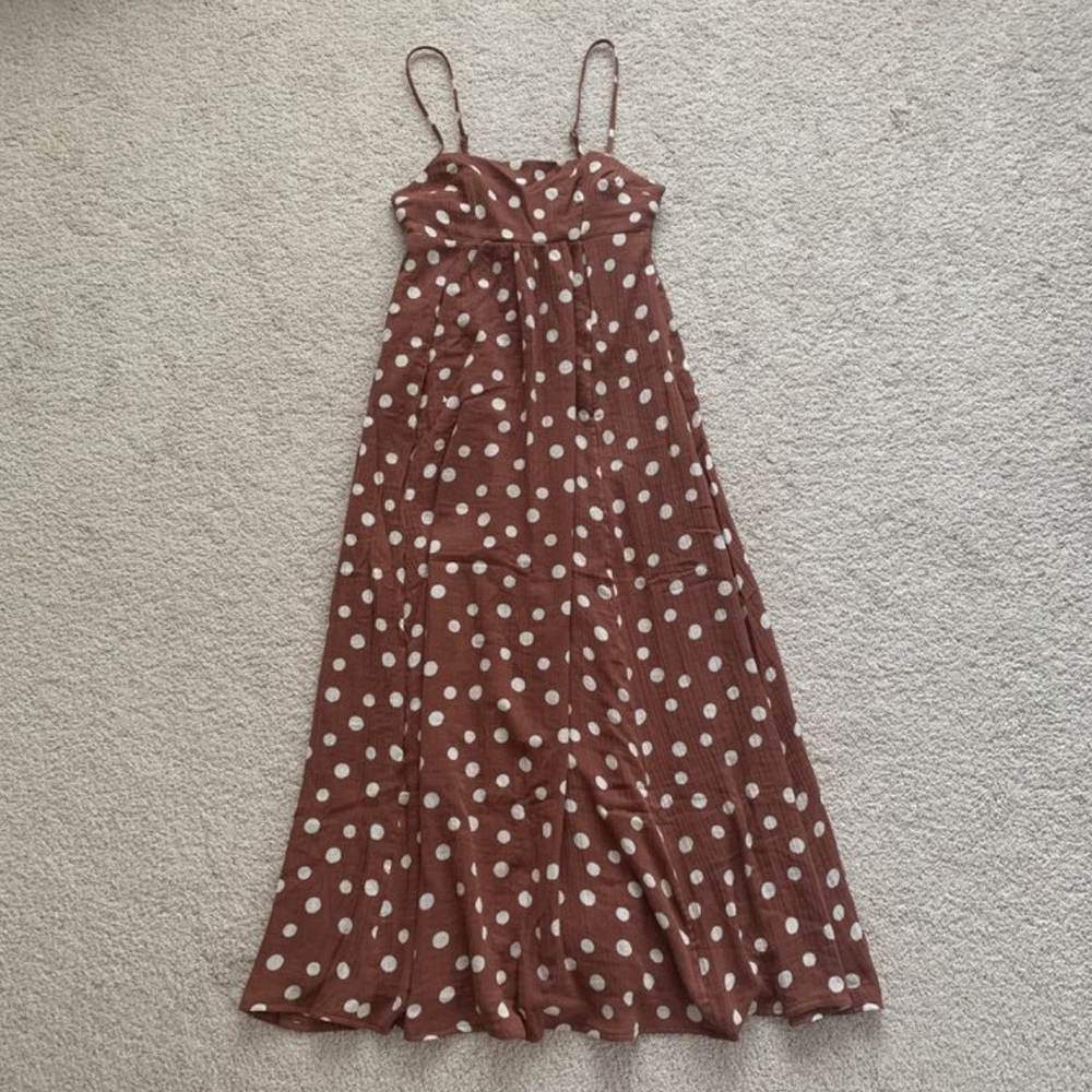 Abercrombie brown & white polka dot maxi dress